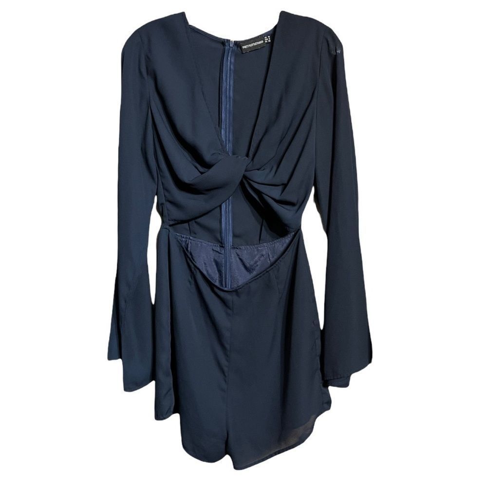 PrettyLittleThing Navy Blue Twist Front Short Rompers Sexy Club Wear Sz 6 - Picture 4 of 11